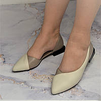 Шкіряні балетки з відкритим бочком