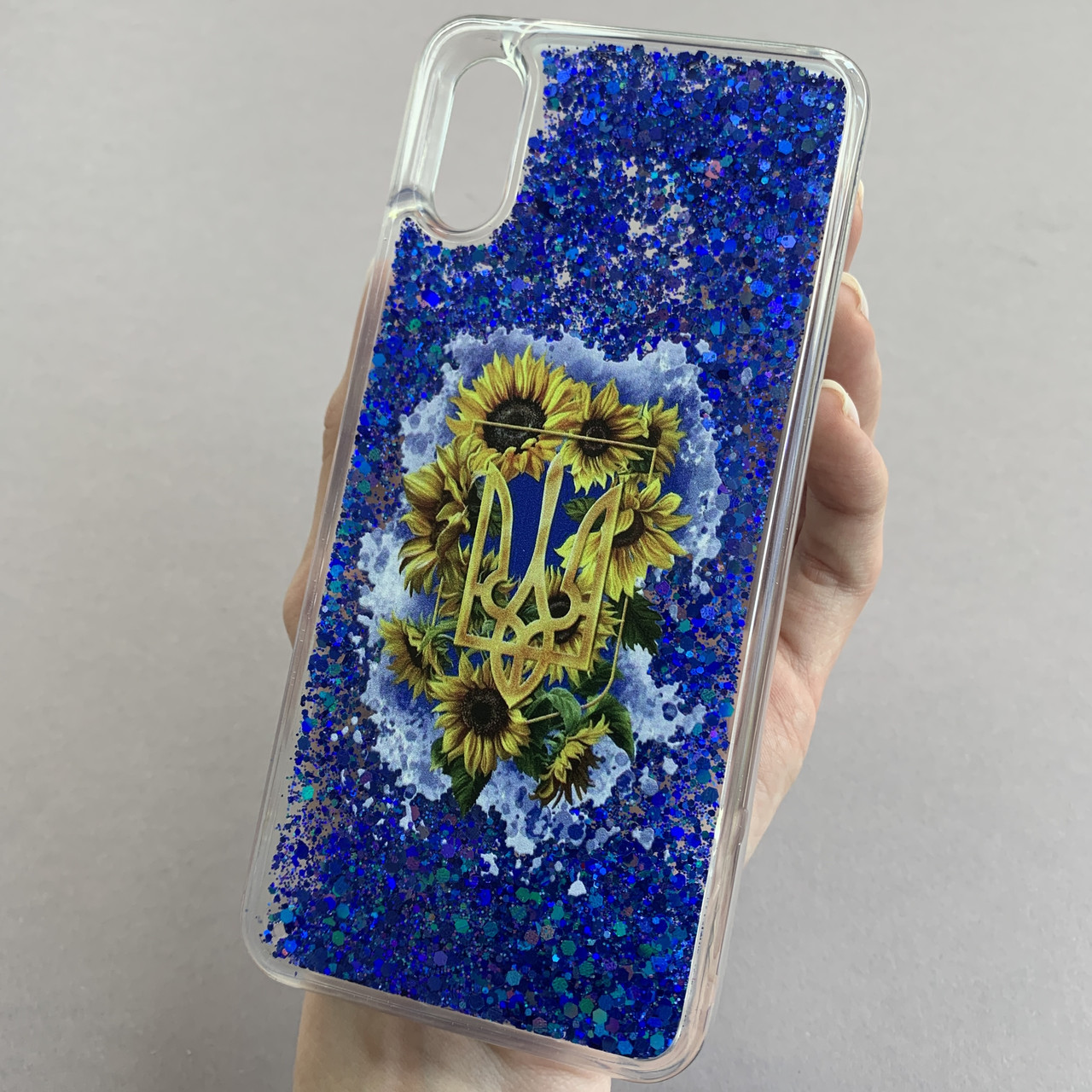 Чохол для Xiaomi Redmi 9A чохол з рідиною з гербом на телефон сяомі редмі 9а синій pct