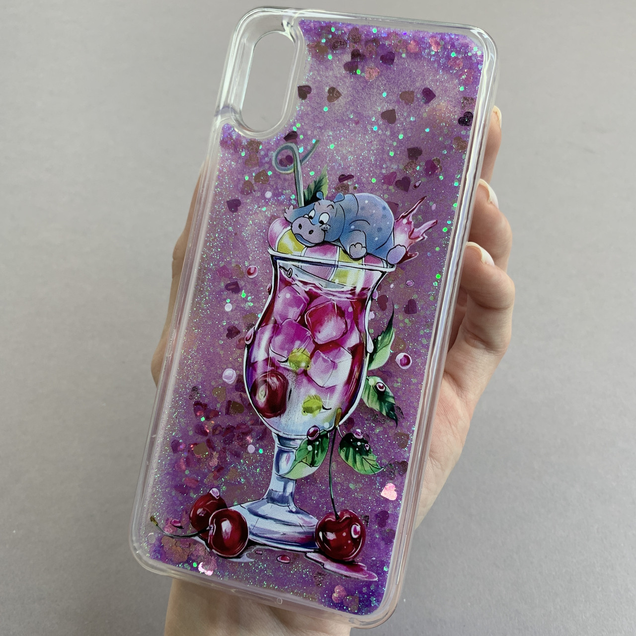 Чохол для Xiaomi Redmi 9A чохол з рідиною з коктейлем на телефон сяомі редмі 9а фіолетовий pct