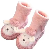 Пінетки для малюків, теплі шкарпетки дитячі тапочки з ковзною підошвою 12см рожеві