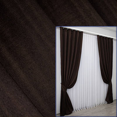 Комплект (2шт. 1,5х2,7м.) готових штор, із тканини  "Ibiza". Колір венге. Код 1198ш 33-0021