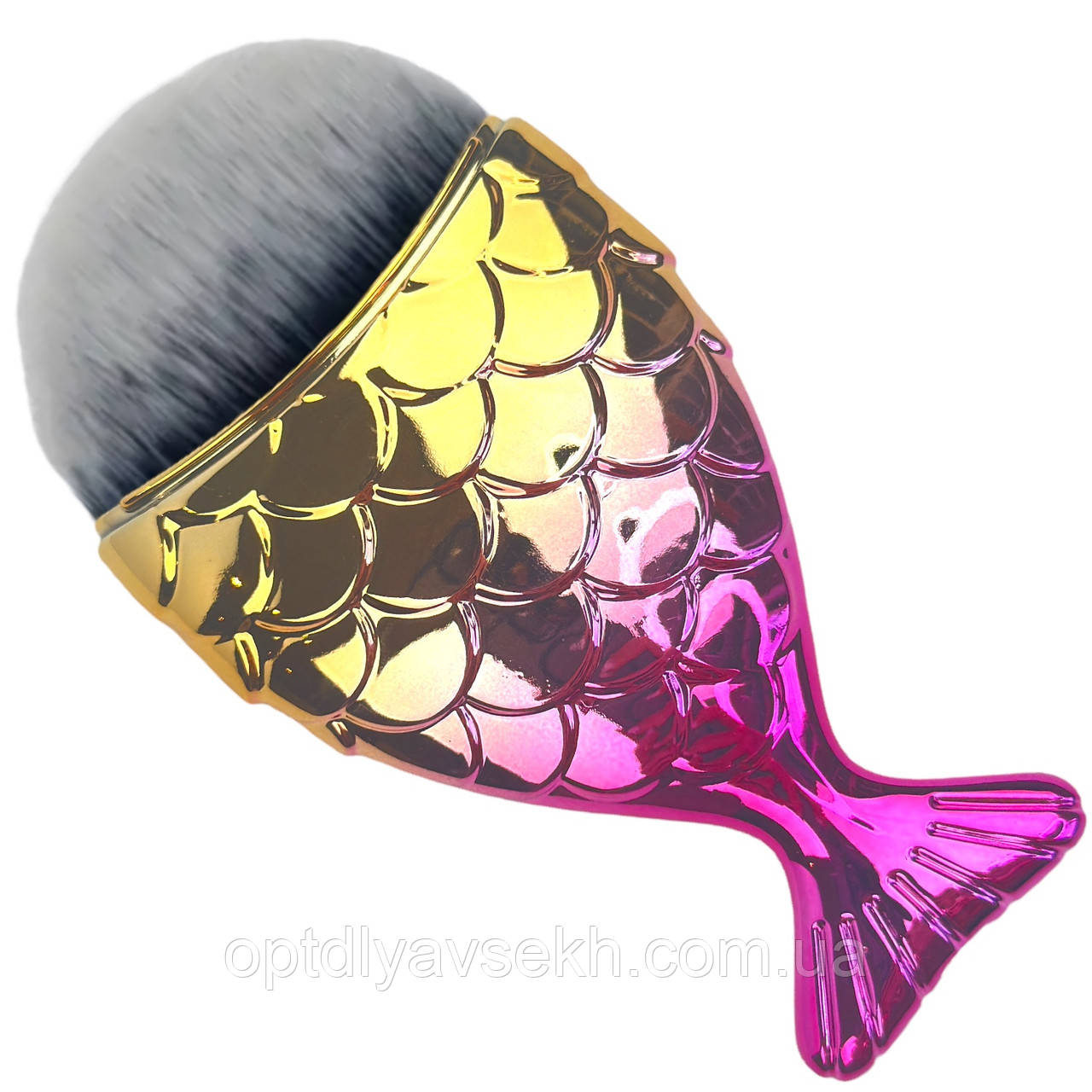 Манікюрна щітка з ручкою для змітки манікюрного опилу "Рибка" Золото з рожевим Градієнт №2
