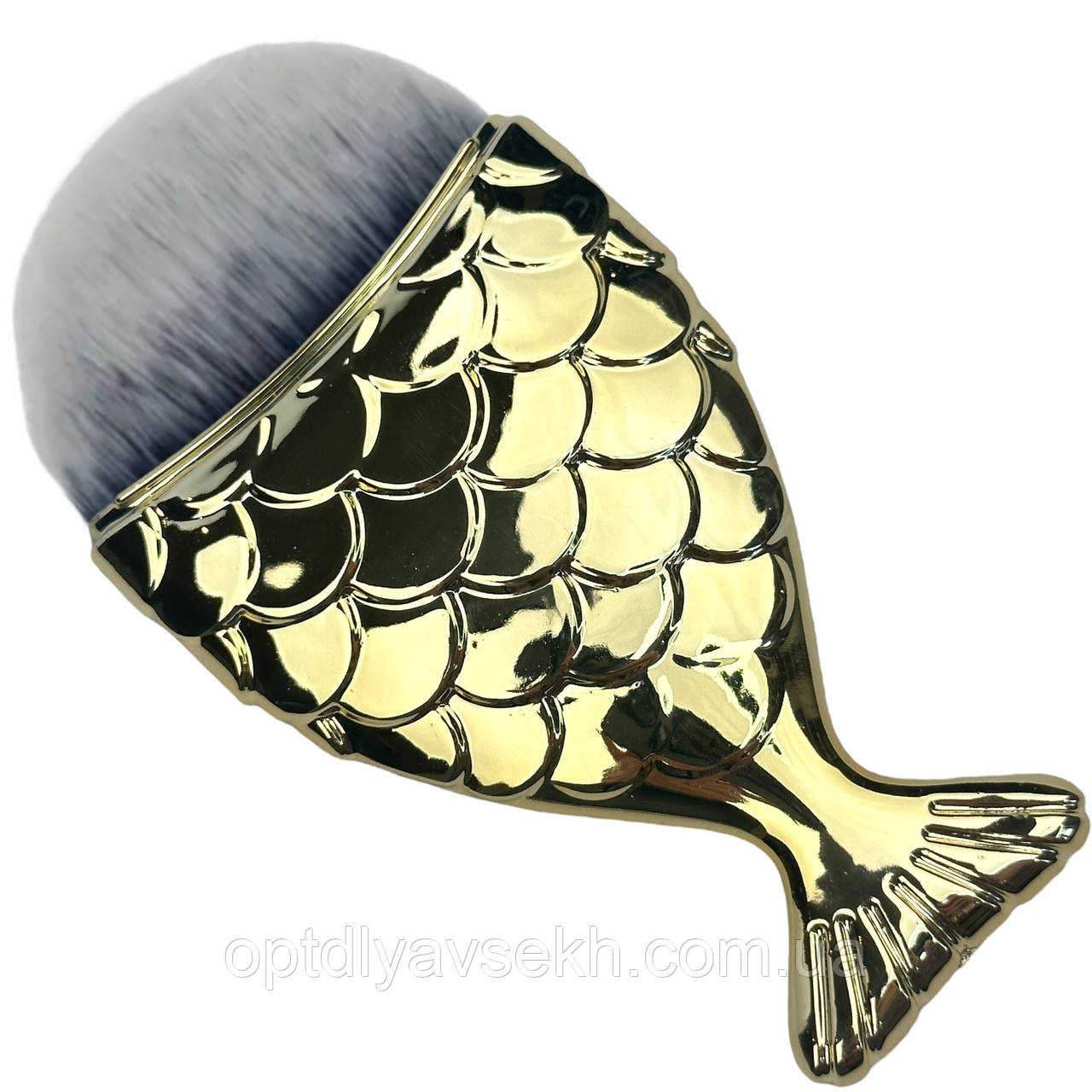 Манікюрна щітка з ручкою для змітки манікюрного опилу "Рибка" Золото