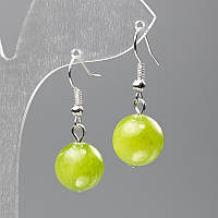 Сережки Онікс (іміт. акрил) гладка кулька d- 12,5мм+-, L-3.5см купити біжутерію гуртом