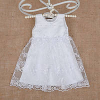 Платье для девочки Ажурное Бетис атлас-гипюр 80 цвет белый