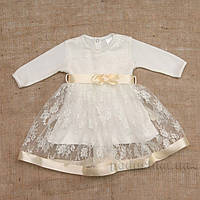 Платье с длинным рукавом для девочки Мрия Бетис интерлок 86 цвет белый