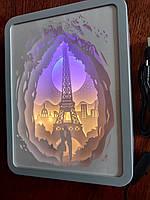 3D настільна картина-нічник "Закохані в Парижі" 3DTOYSLAMP