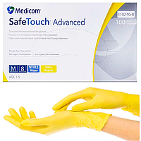 Рукавички нітрилові Medicom SafeTouch Advanced Yellow — 50 пар, розмір M (без пудри) жовтий, 3.5 г