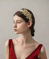 Обруч в греческом стиле Тиара, ободок для волос золотистый