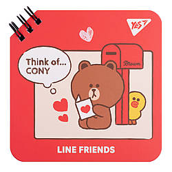 Блокнот YES 110х110 мм, 80 арк., подв. cпіраль Line Friends Think of Cony