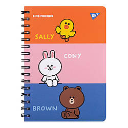 Блокнот YES А5, 80 арк., подв. cпіраль з гумкою  Line Friends