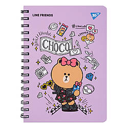 Блокнот YES А5, 80 арк., подв. cпіраль з гумкою Line Friends Choco
