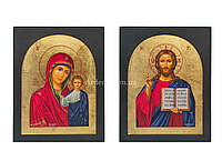 Писаная икона венчальная пара Иисус Христос и Божья Матерь 2 иконы 22,5 Х 29 см