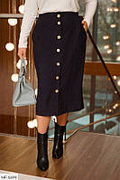 Юбка-карандаш женская классическая деловая стильная по колено на пуговицах вельветовая больших размеров 46-68