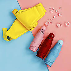 Кишенькова парасолька капсула, міні парасолька в чохлі Capsule Umbrella жовтого кольору, фото 4