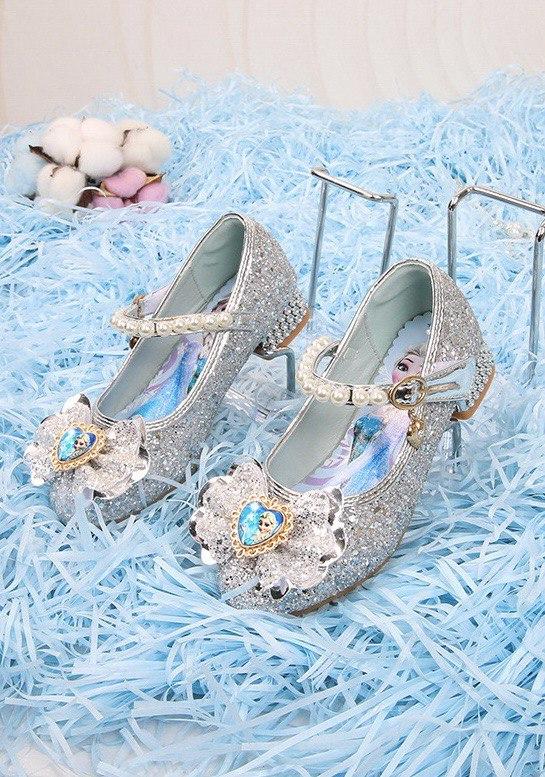 Туфлі принцеси Ельзи білі з намистинами на каблучку, фото 1