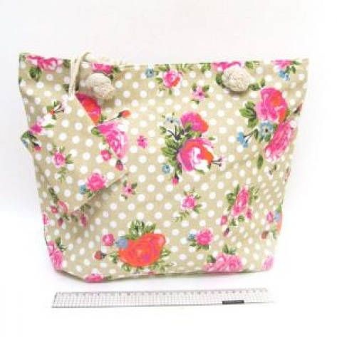 Сумка пляжна 0398-2 DSCN Квіти 43*33*12см + кішечок, ручки-канати, фото 1