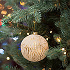 Новорічна куля Novogod'ko, скло, 10 см, біла, матова, орнамент, фото 2