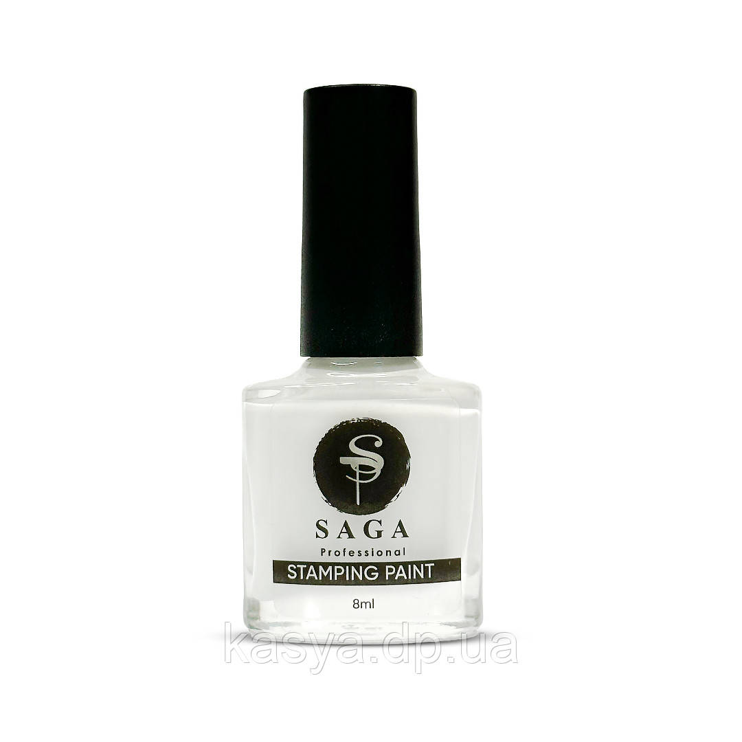 Лак-фарба для стемпінгу Saga Professional Stamping Paint , білий, 8 мл, фото 1