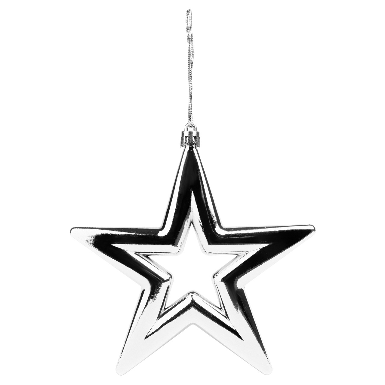 Новорічна іграшка Novogod'ko Зірка, 15cм, срібна, глянець, фото 1