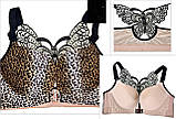 Бюстгальтер 85С леопардовий із метеликом без кісточок застібкою спереду, фото 2