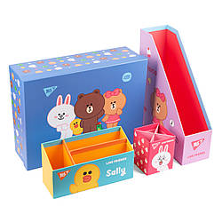 Настільний органайзер в наборі YES "Line Friends" картонний, 4 предмети