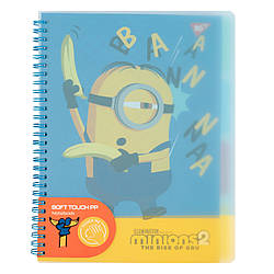 Зошит для записів YES В5, 80 арк., софт-тач пласт.обкл. "Minions"