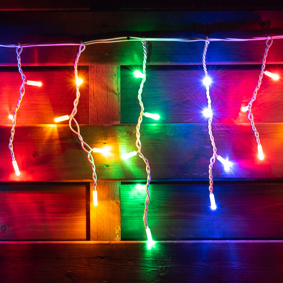 Електрогірлянда-штора LED вулична Yes! Fun, 80 ламп, IP 65, багатобарвна , білий дріт, фото 1