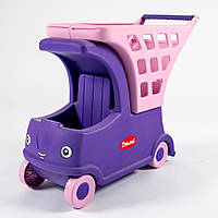 Корзина для игрушек набор Doloni, каталка для детей, игрушечная машина - корзина супермаркет фиолетовая