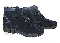 Замшевые женские ботинки на утолщенной подошве цвет синий демисезонные 36-41 с изготовлением на заказ