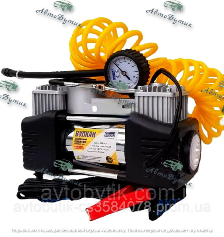Компресор автомобільний ВУЛКАН 150 25 Amp 90 л/клеми/2-пух поршневий, фото 1