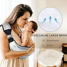 Слінг-переноска для немовлят Baby Sling, Повітропроникне перенесення з 3D-сіткою, Рюкзак для перенесення дітей, фото 3
