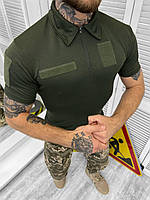 Тактическая футболка поло Coolpass олива Влагоотводящая футболка поло з велкро НГУ