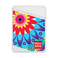 Холдер для карток WAUDOG Design з малюнком "Квіти", преміум шкіра (ширина 70мм, довжина 95мм) білий