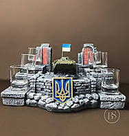 Декоративная подставка под напитки ручной работы из гипса на подарок с Украинским БТР-80 всм