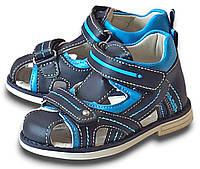 Закриті босоніжки ортопедичні сандалі клібі clibee літнє взуття для хлопчика 293 сині блакитним р.21