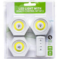 Модульний настінний світильник з пультом 3 шт 1+3-6COB  купити дешево оптом в інтернет-магазині
