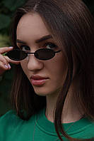 Женские солнцезащитные очки стильные черные в черной оправе