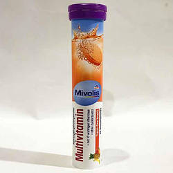 Вітаміни Mivolis Multivitamin 20 шипучих таблеток мультивітамін Німеччина, Вітаміни та харчові добавки