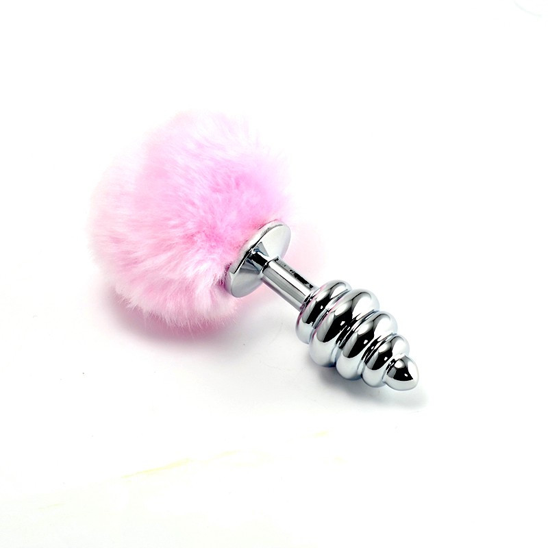 Анальна пробка спіральна з помпоном Spiral Pompon Metal Plug Silver Bomba💣