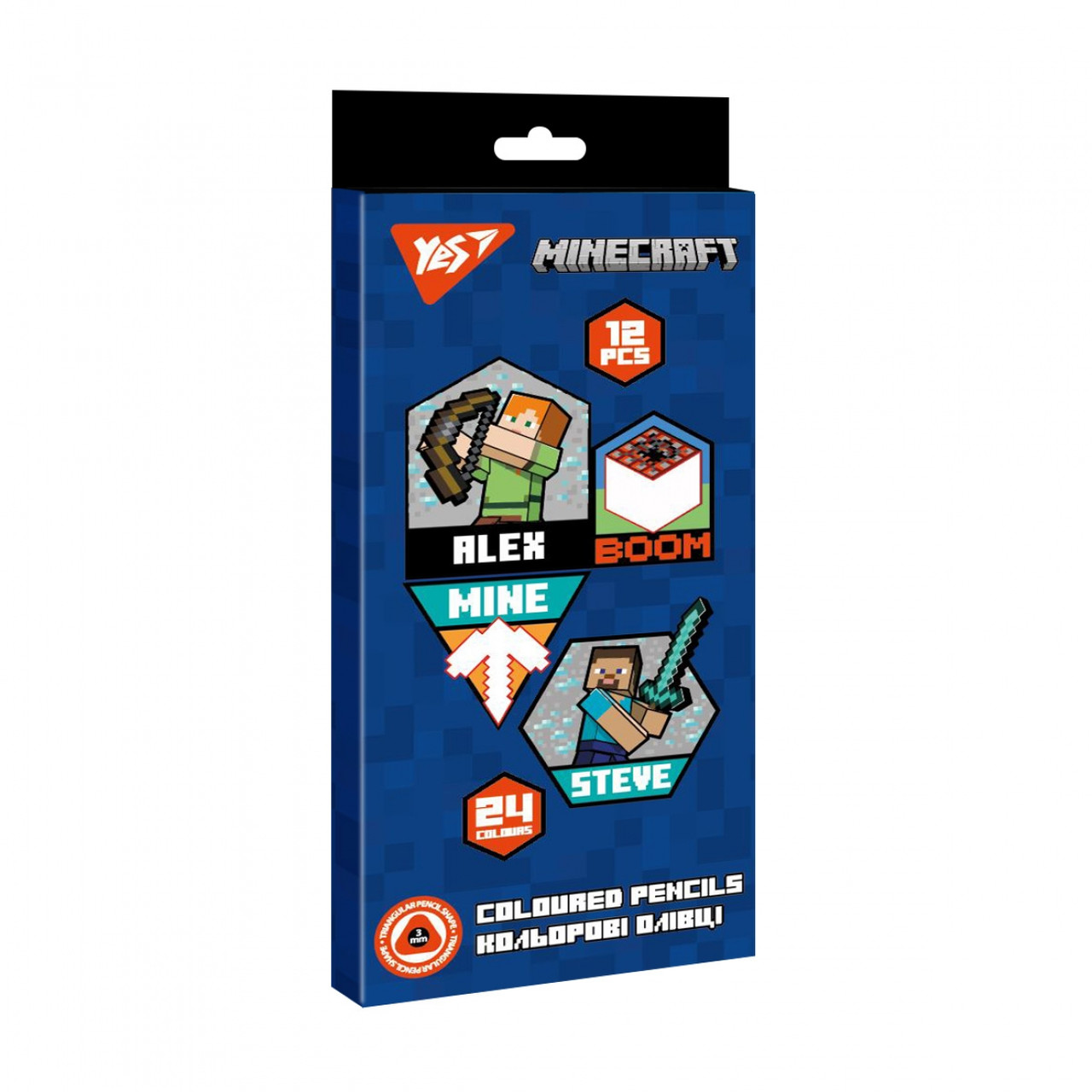 Олівці кольорові YES 12/24 кол. Minecraft 290702, фото 1