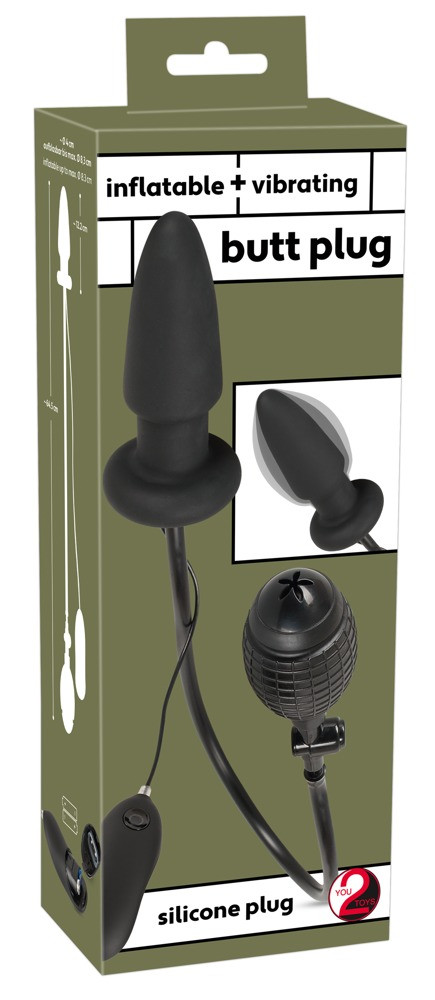 Анальний розширювач з вібро Inflatable vibrating butt plug Bomba💣