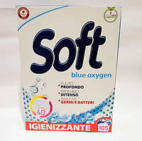 Бесфосфатный стиральный порошок Антибактериальный Soft Blue Oxygen 105 стирок 5.25 кг Италия
