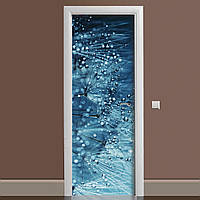 Виниловая наклейка на дверь Роса ламинированная двойная пленка фотопечать одуванчики капли воды 600*1800 мм