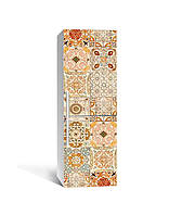 Виниловая 3Д наклейка на холодильник Теплый Орнамент самоклеющаяся пленка ПВХ узоры Абстракция Бежевый