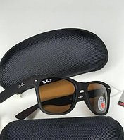 Ультра модные очки солнцезащитные Вайфаре,Брендовые очки от солнца Ray Ban Wayfarer Черный глянцевые желтая ли