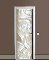 Виниловая наклейка на двери Белый шелк и Жемчуг самоклеющаяся ламинация пленка под ткань Молочный 600*1800мм