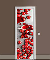 Наклейка на двері Вишневе варення вінілова плівка ламінована ПВХ червоні ягоди Їжа 600*1800 мм