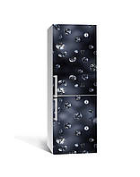 Виниловая 3Д наклейка на холодильник Черные бриллианты ПВХ пленка самоклеющаяся драгоценные камни Текстура