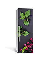 Виниловая 3Д наклейка на холодильник Ежевика и Малина ПВХ пленка самоклеющаяся лесные Ягоды Черный 600*1800 мм